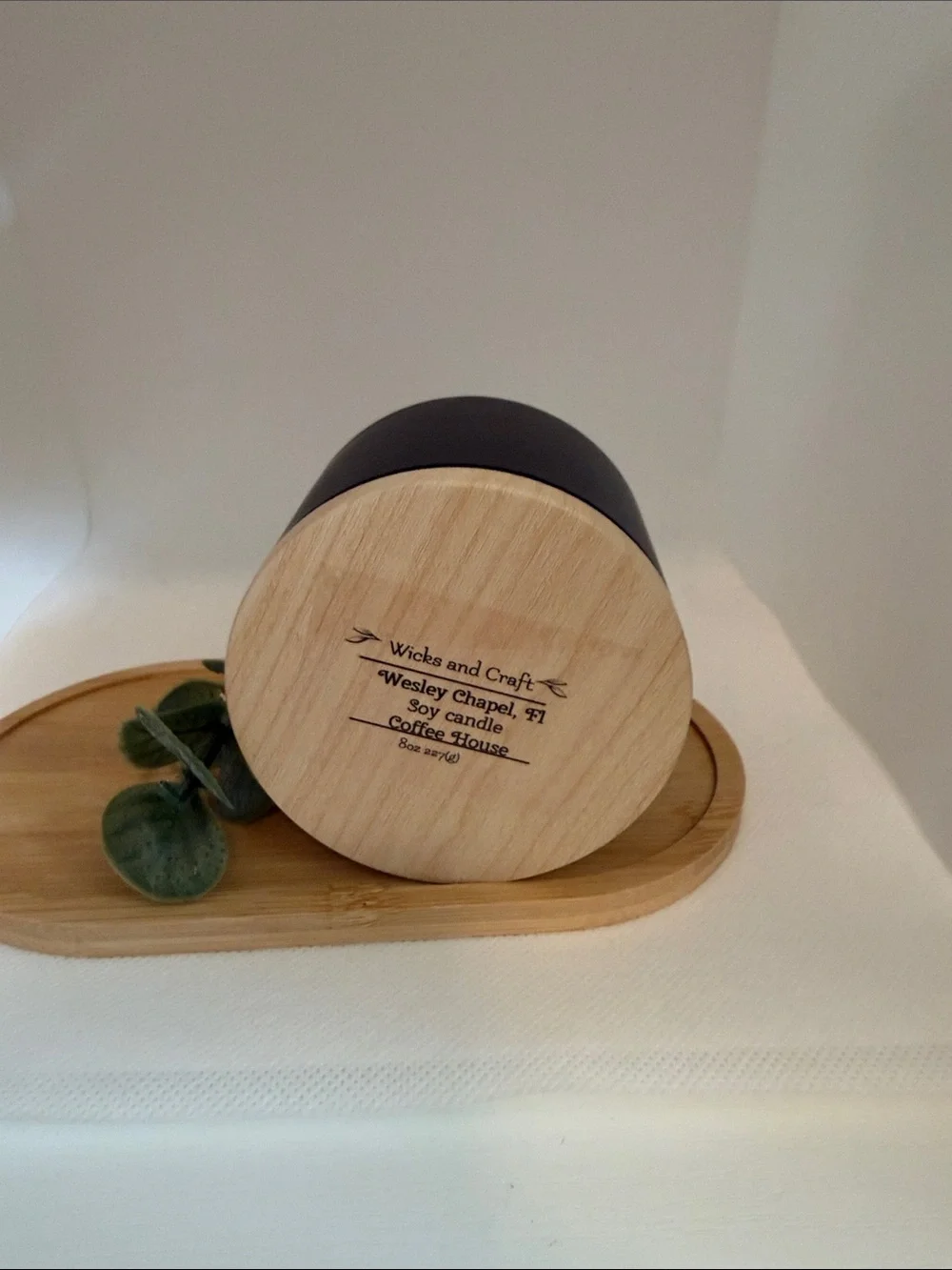 Wicks and Craft Soy Candle - Black Jar with Natural Wood Lid